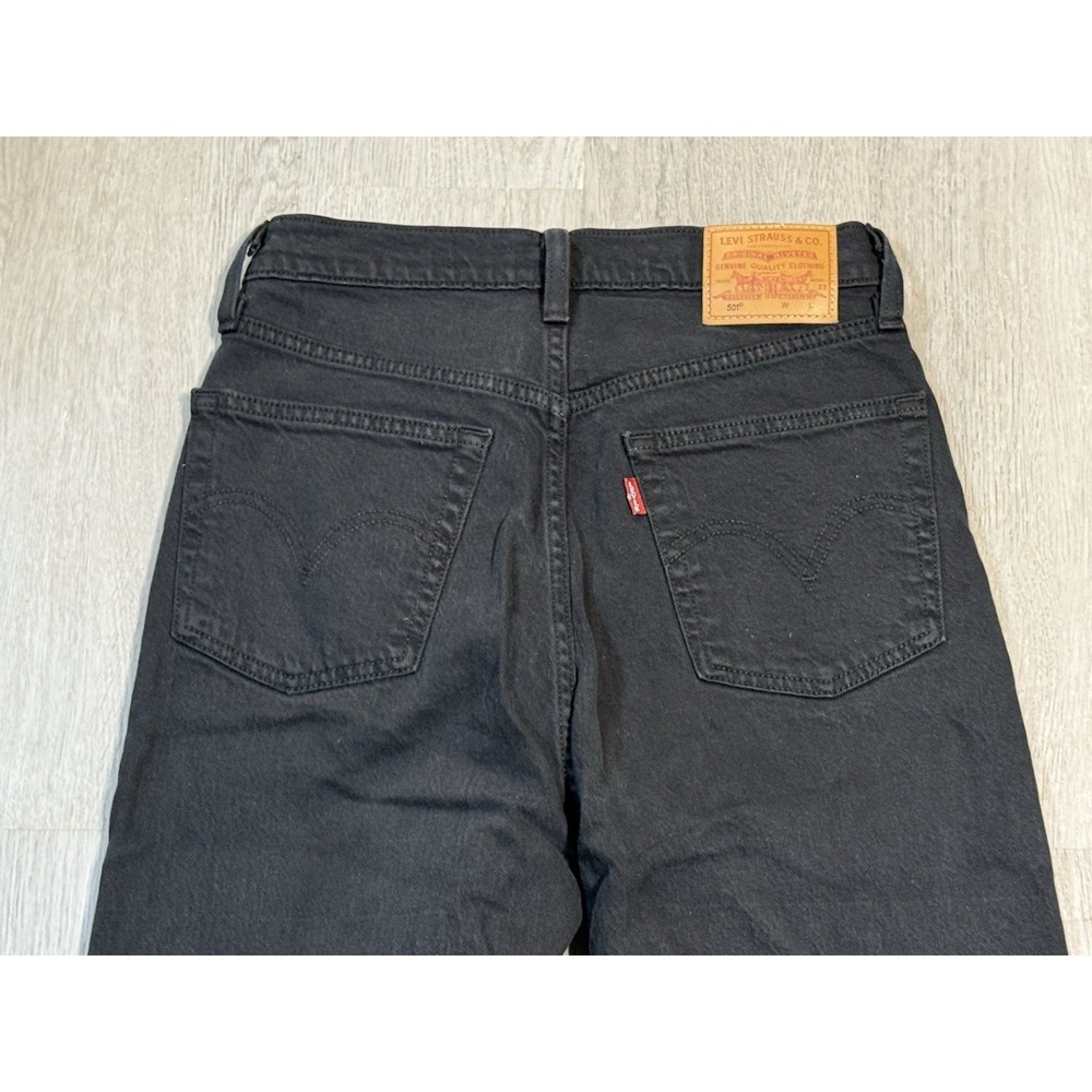 Levis 501 Straight Leg Button Fly Denim Jeans Men's 25Wx32L Black Comfort Casual - Picture 11 of 13